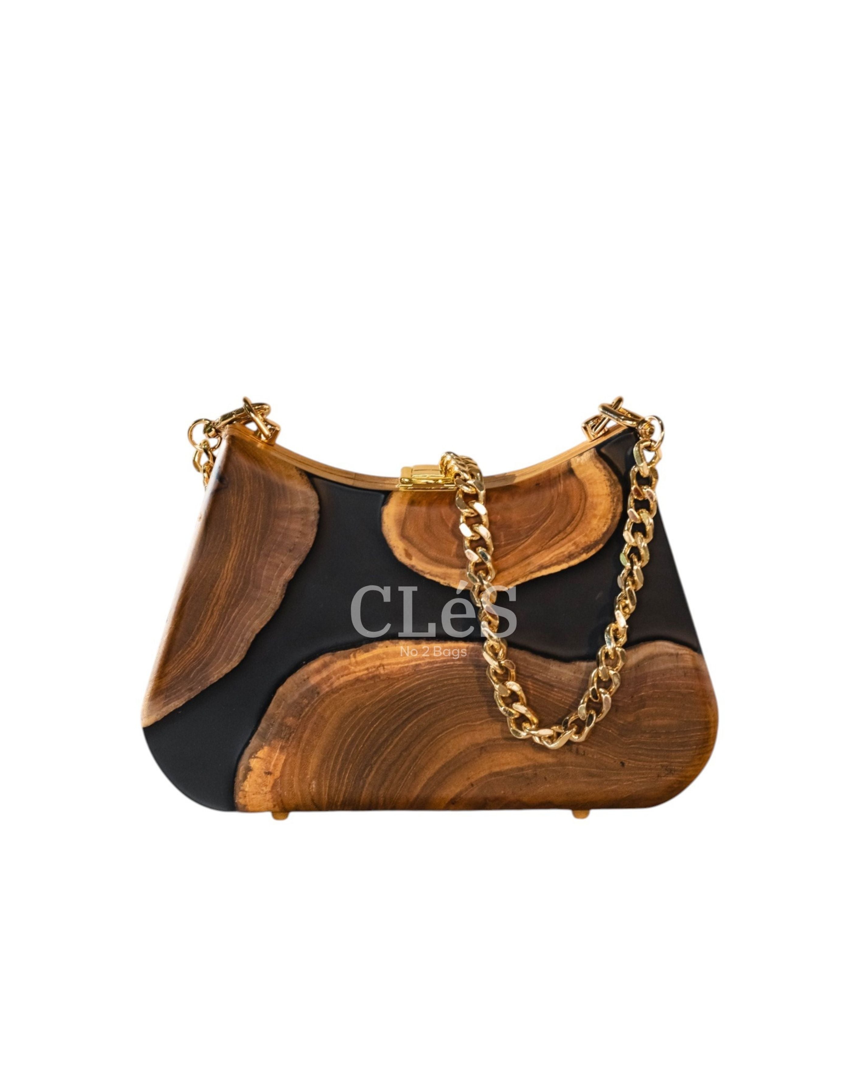 Lombok Coal Nusa Handmade Wooden Women Teakwood Handbag