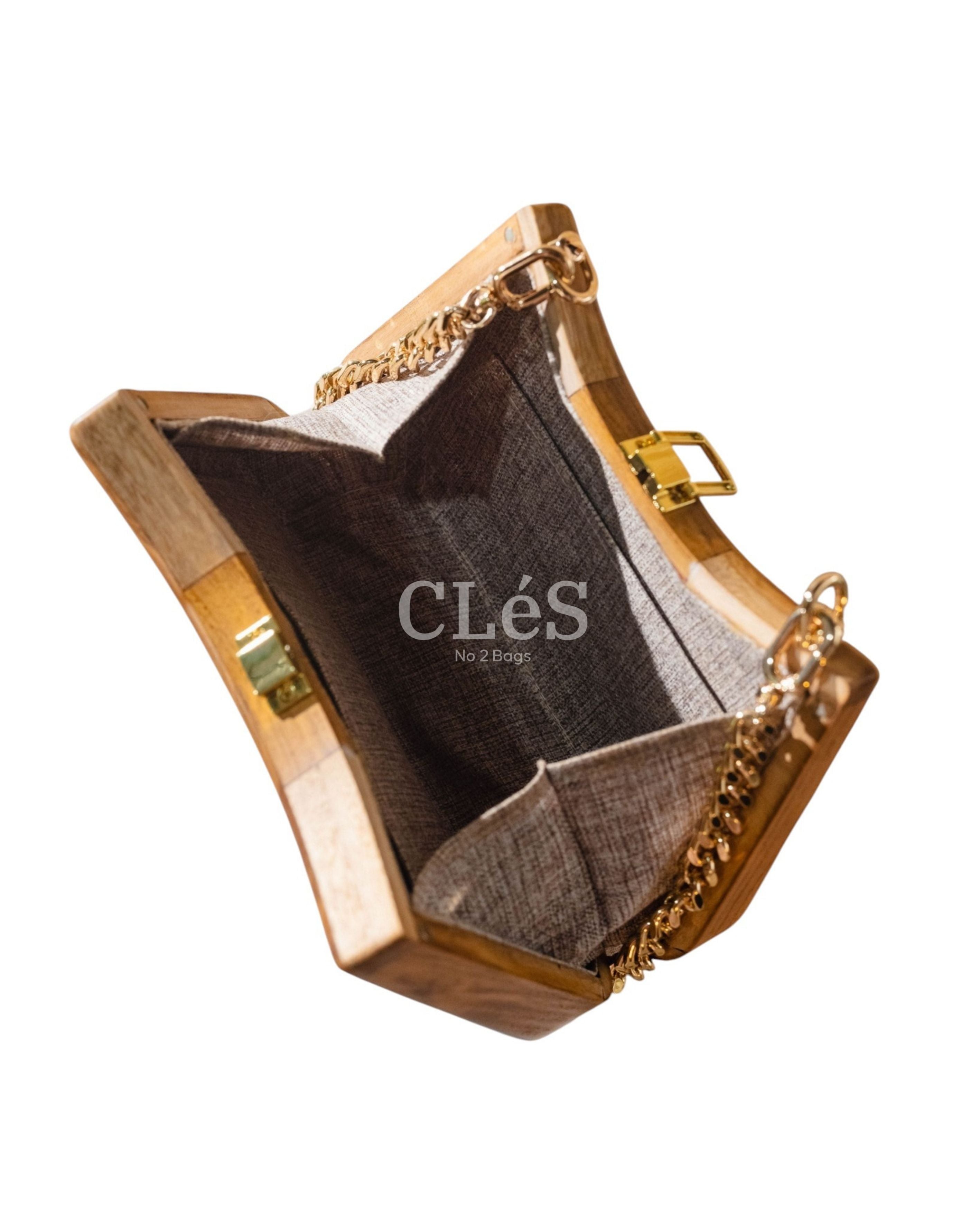 Lombok Abstract Butterfly Handmade Wooden Women Teakwood Handbag