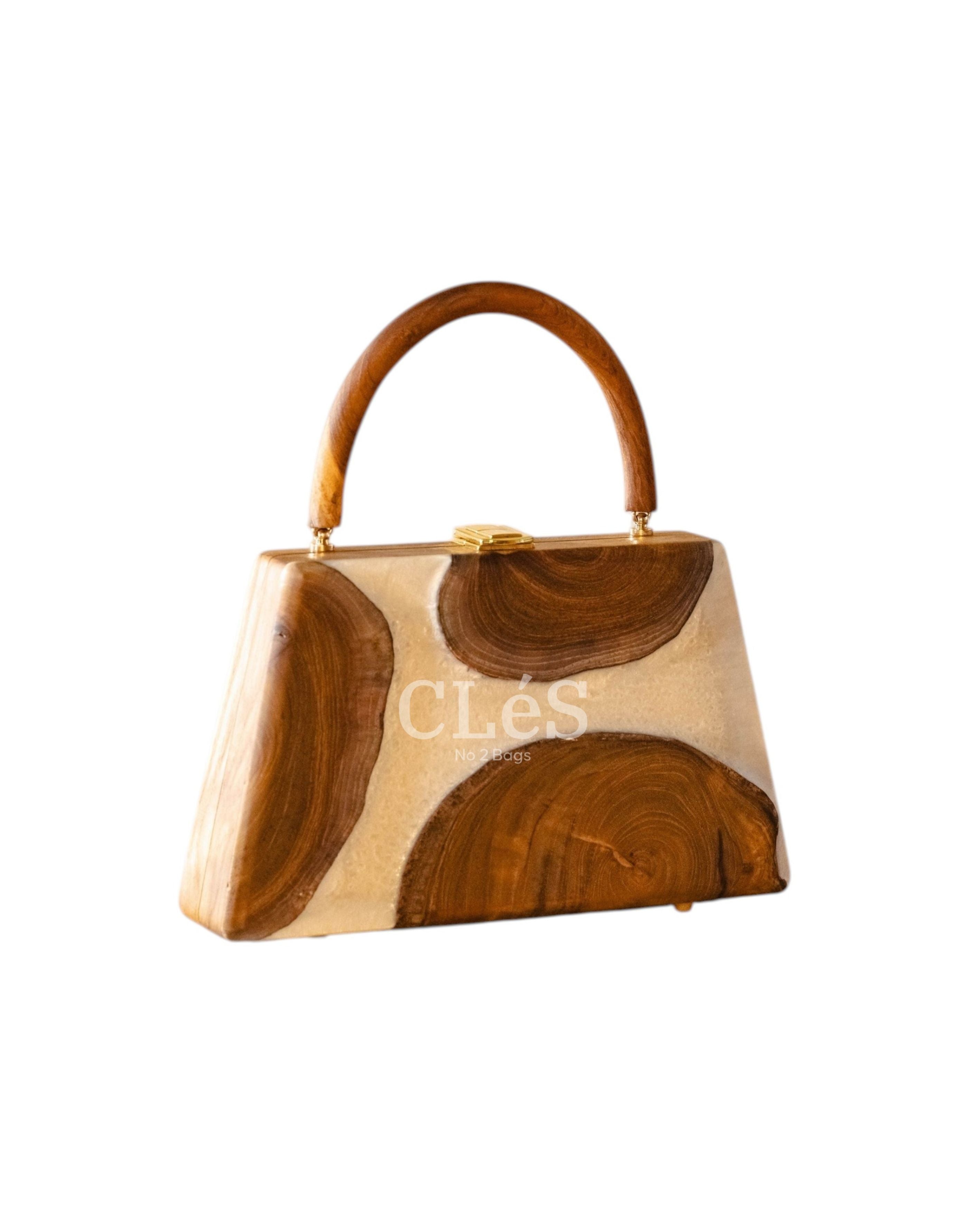 Flores Coral Nusa Handmade Wooden Women Teakwood Handbag
