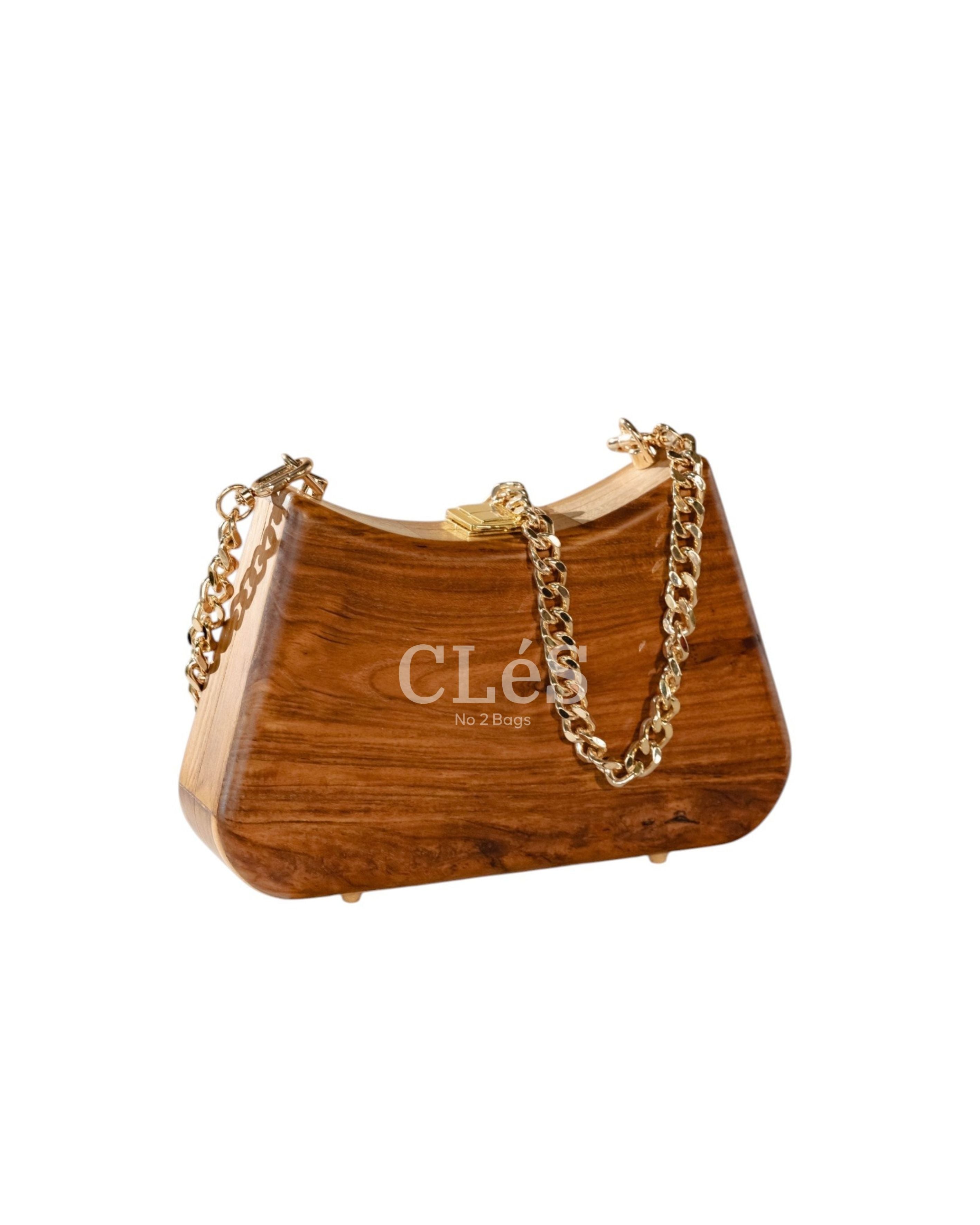 Lombok Coal Nusa Handmade Wooden Women Teakwood Handbag