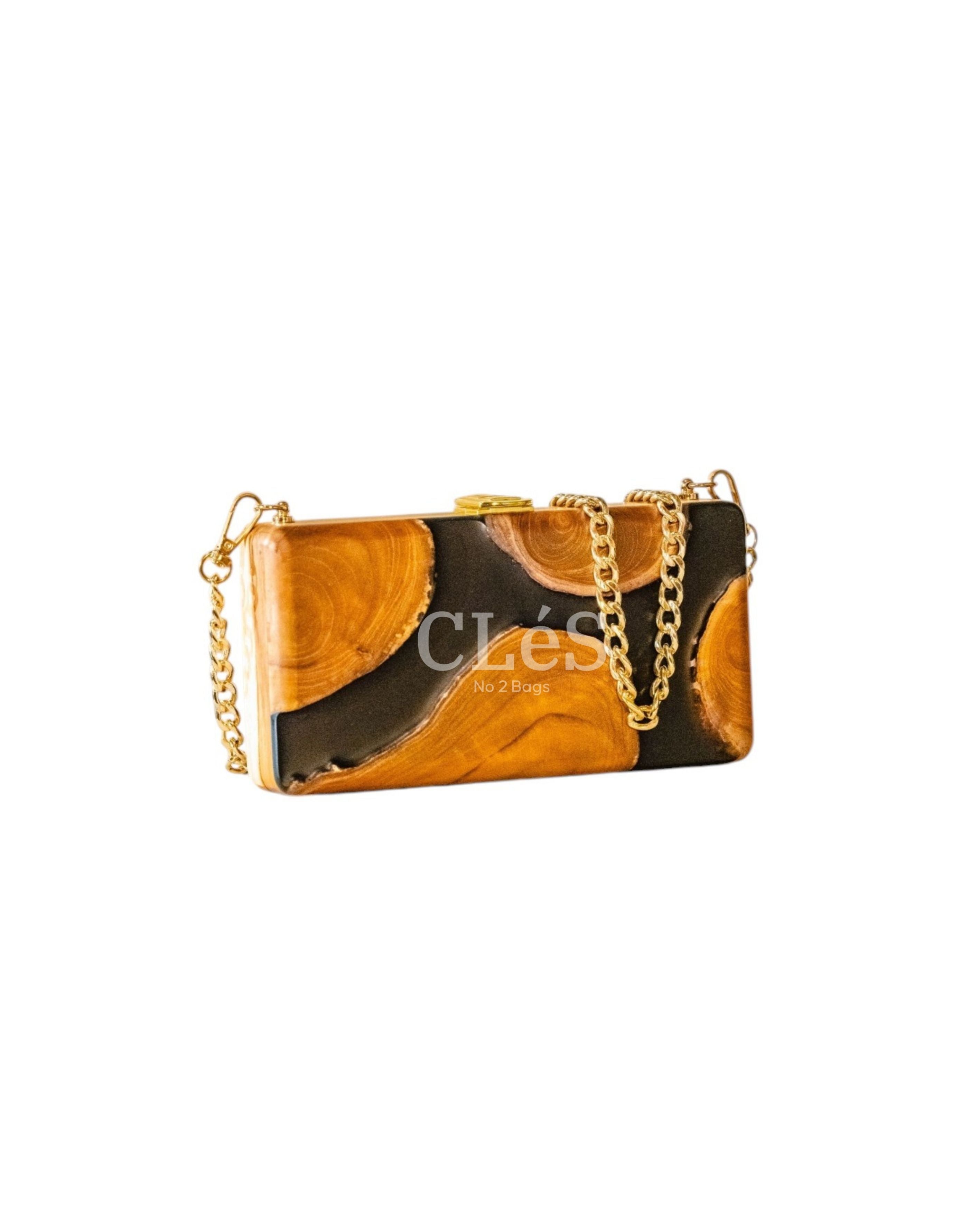 Bali Coal Nusa Handmade Wooden Women Teakwood Handbag