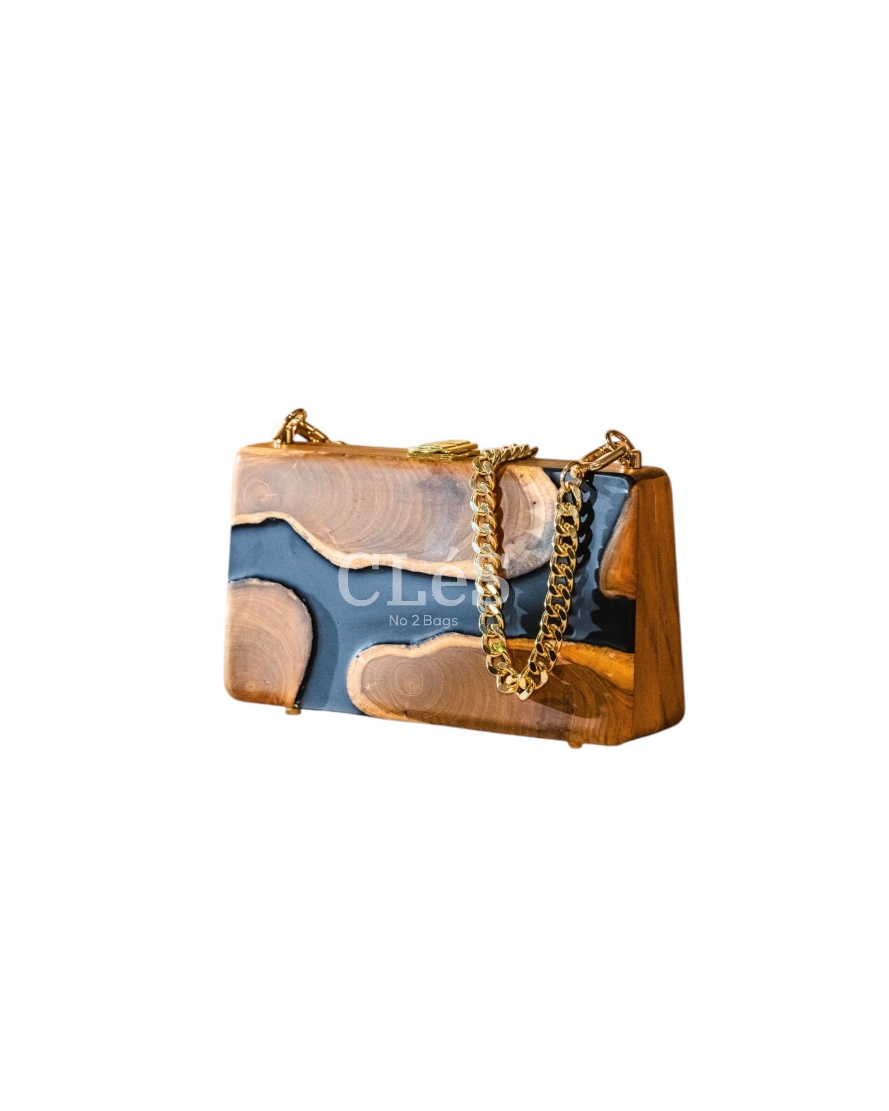 Bali Coal Nusa Handmade Wooden Women Teakwood Handbag