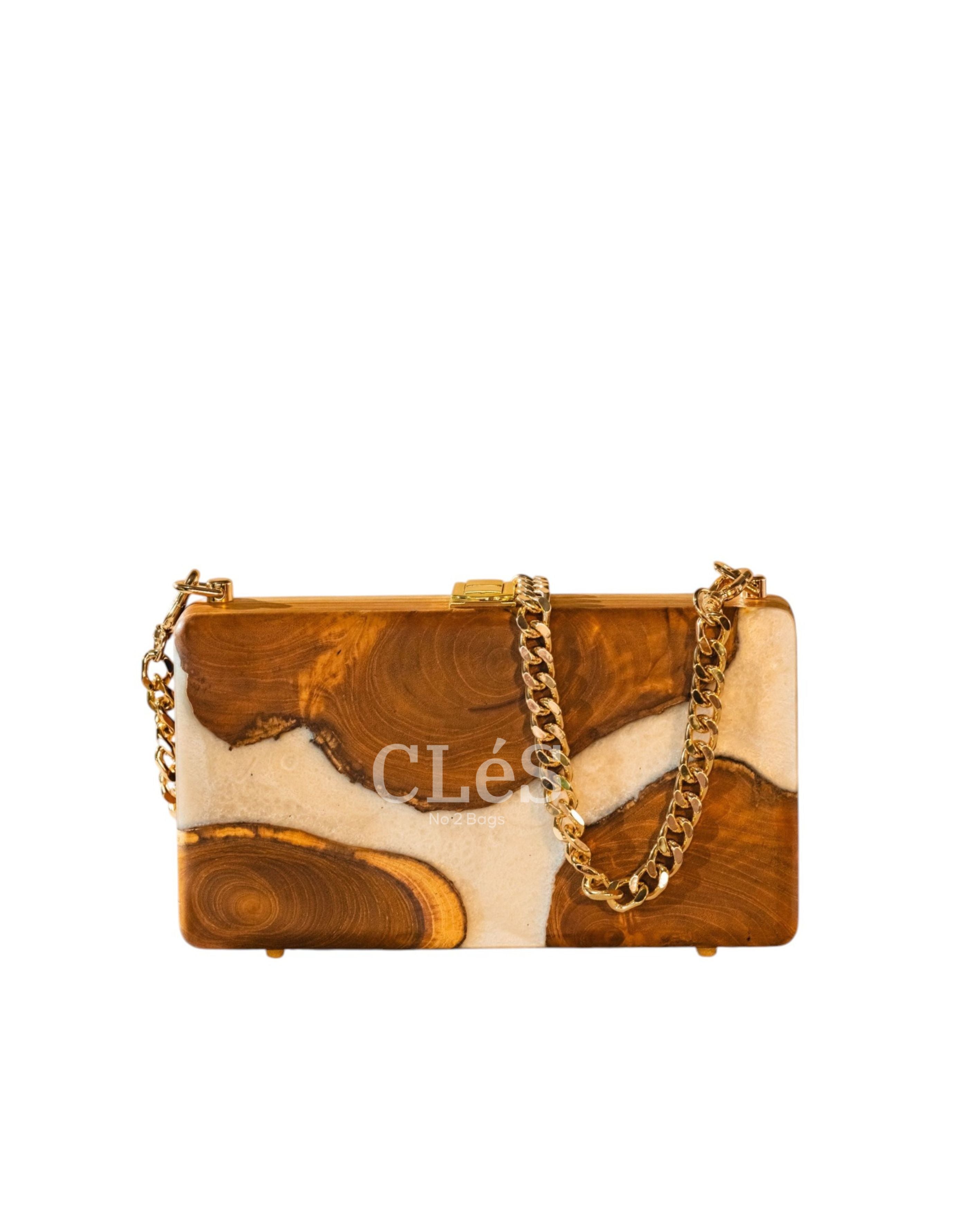 Bali Coral Nusa Handmade Wooden Women Teakwood Handbag