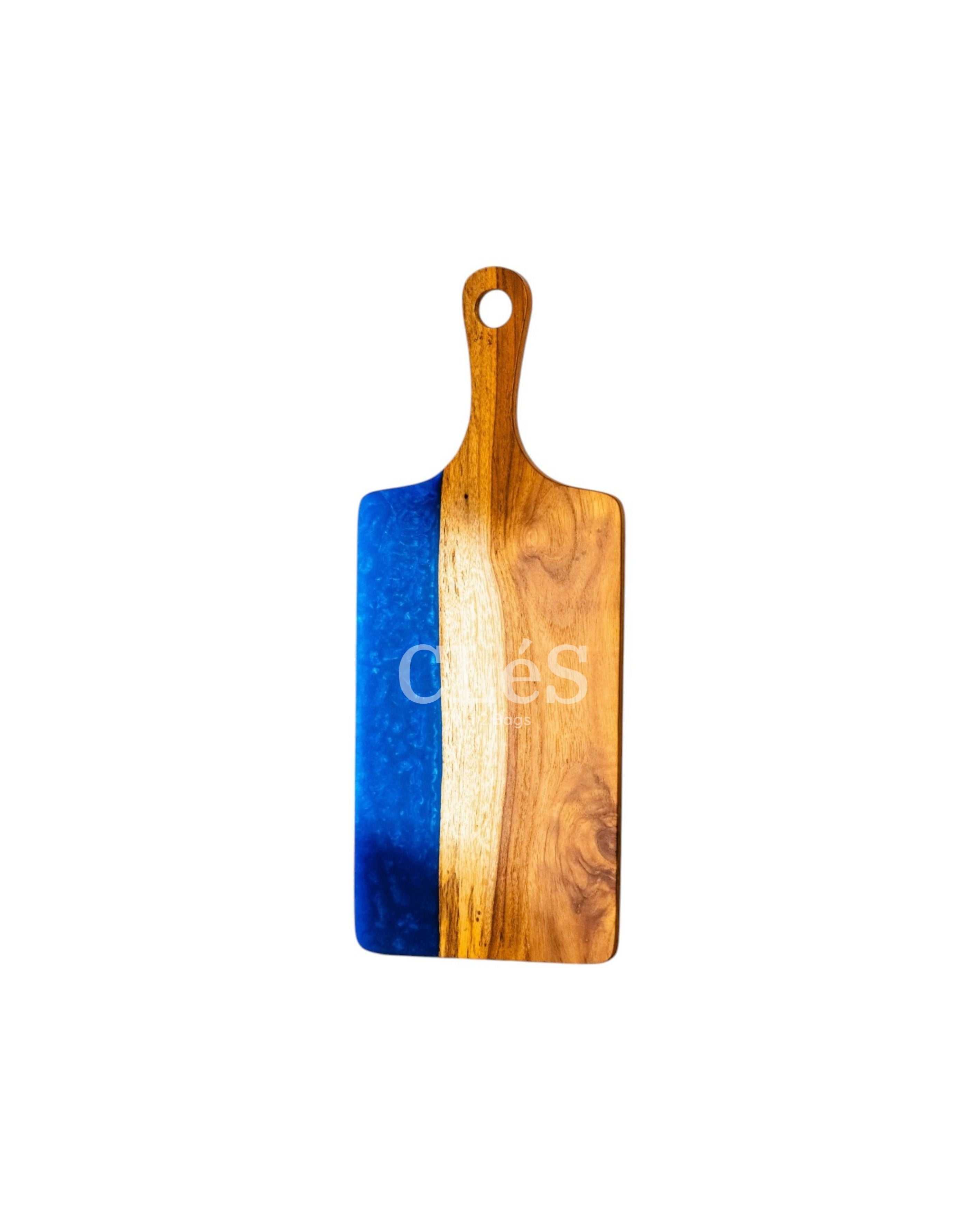 Handmade Blue Epoxy Resin Wooden Serving Board