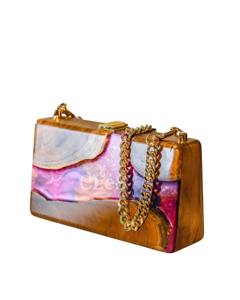 Bali Abstract Lava Handmade Wooden Women Teakwood Handbag