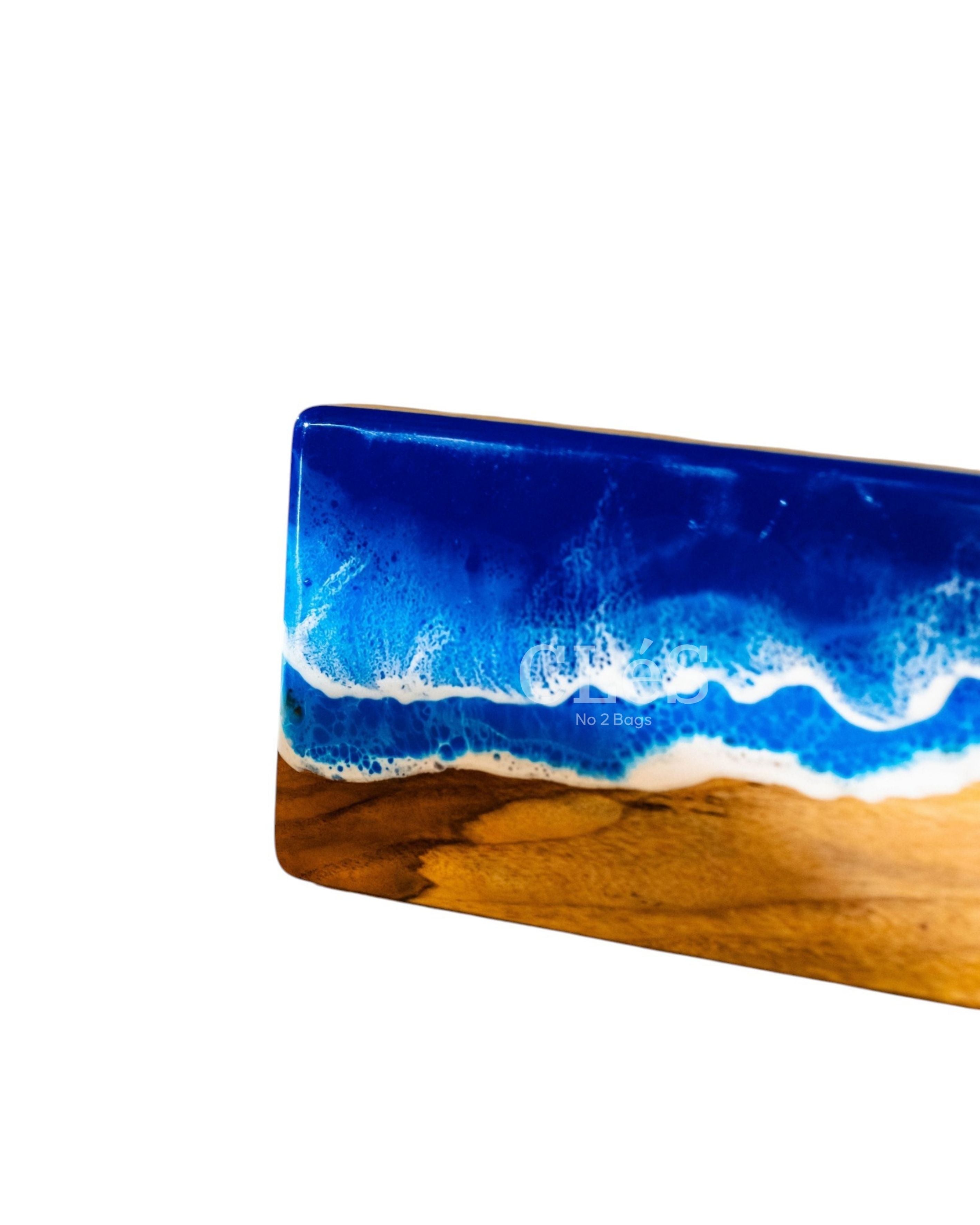 Handmade Ocean Wave Epoxy Resin Wooden Serving Board