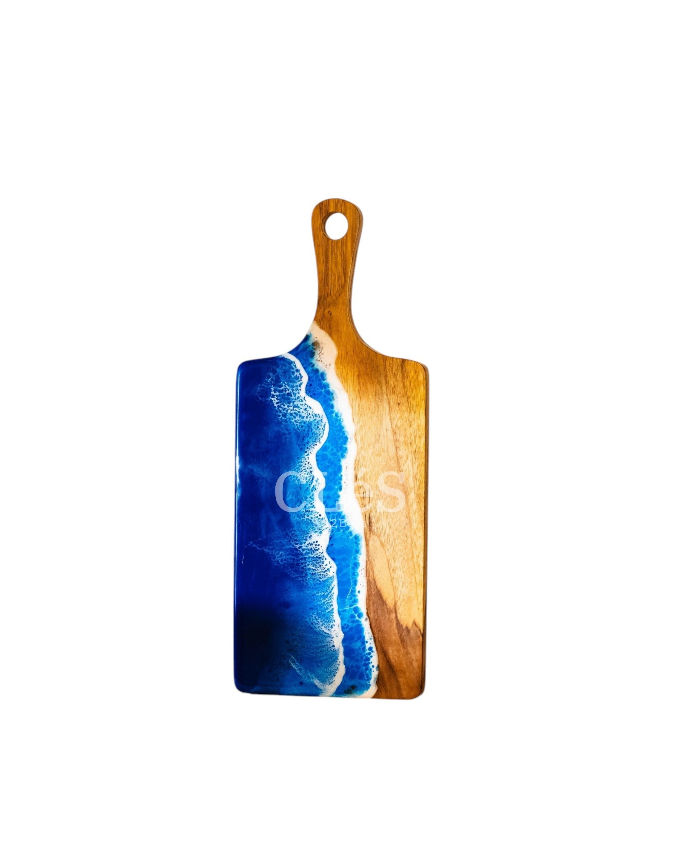Handmade Ocean Wave Epoxy Resin Wooden Serving Board