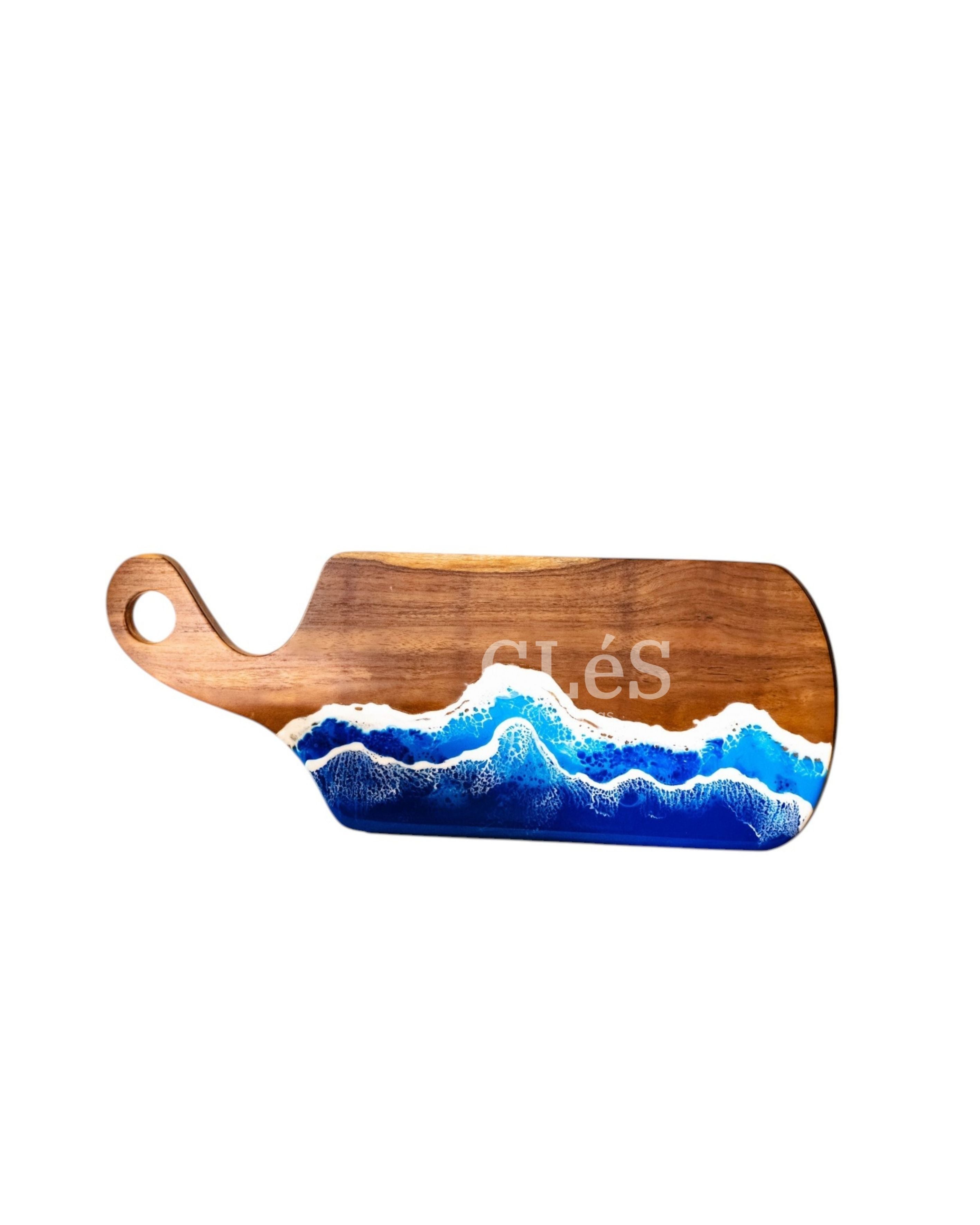 Handmade Ocean Wave Epoxy Resin Wooden Serving Board