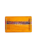 Handmade Abstract Epoxy Resin Wooden Serving Tray with Gold Handles