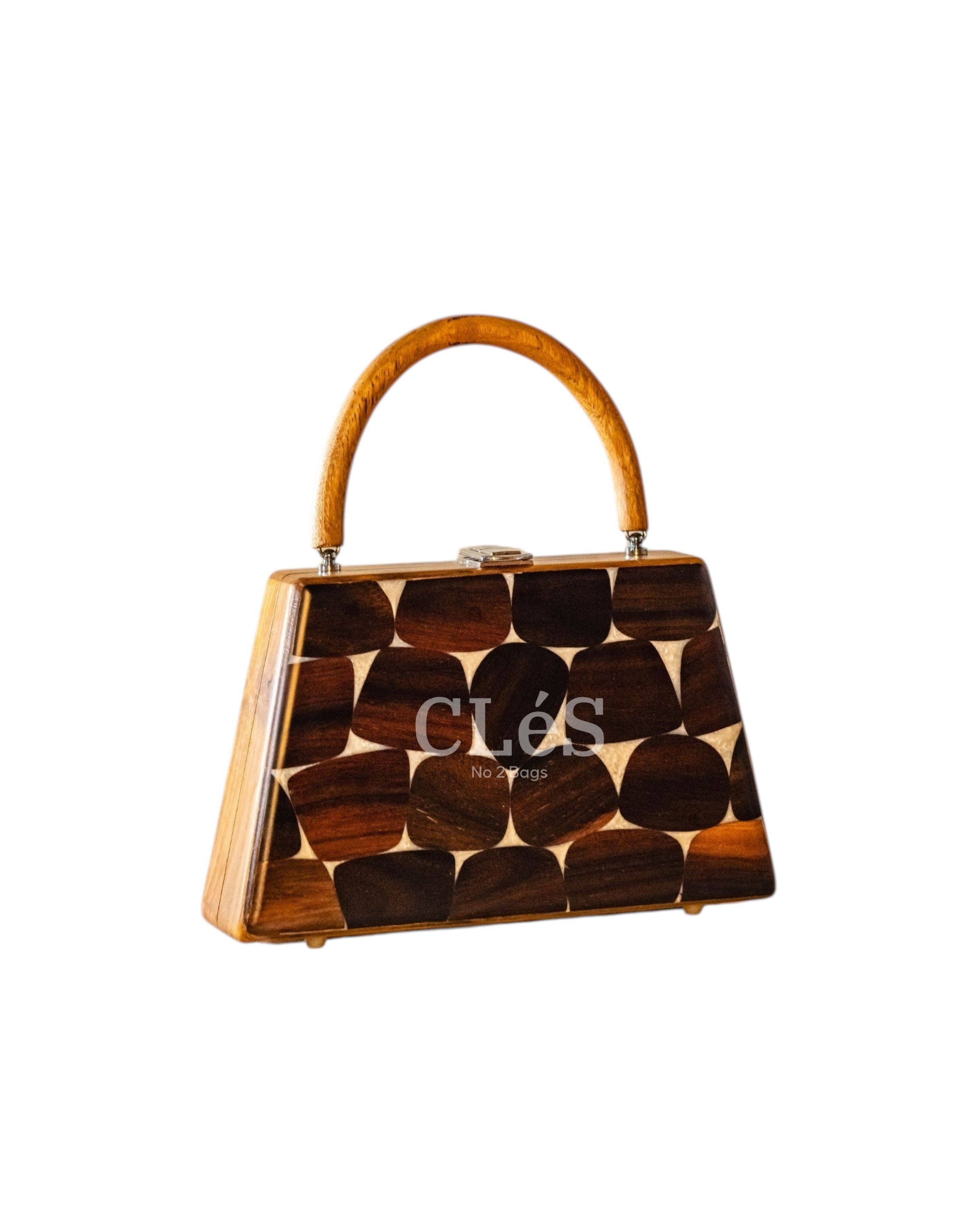 Flores Classic Handmade Wooden Women Teakwood Handbag