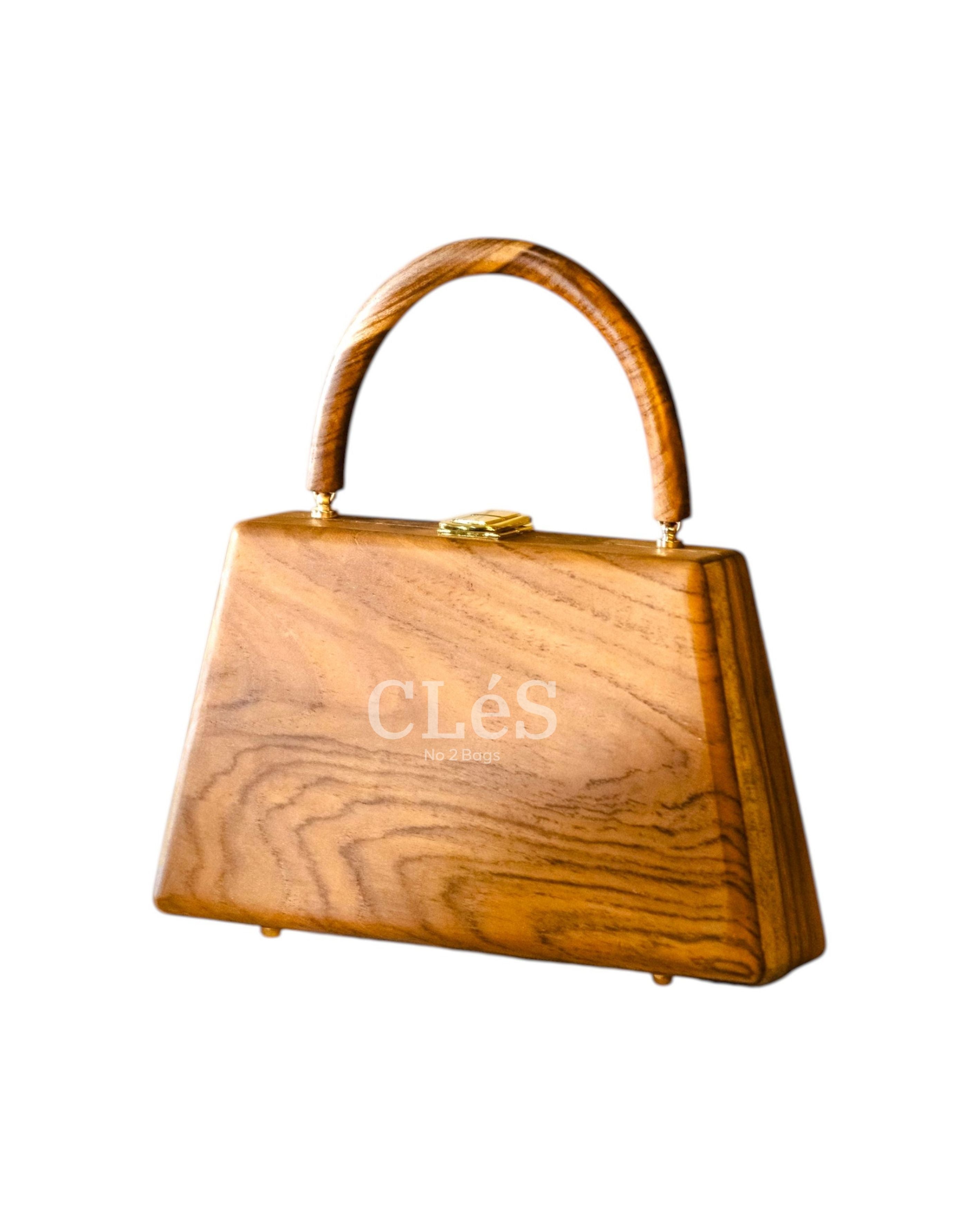 Flores Natural Handmade Wooden Women Teakwood Handbag