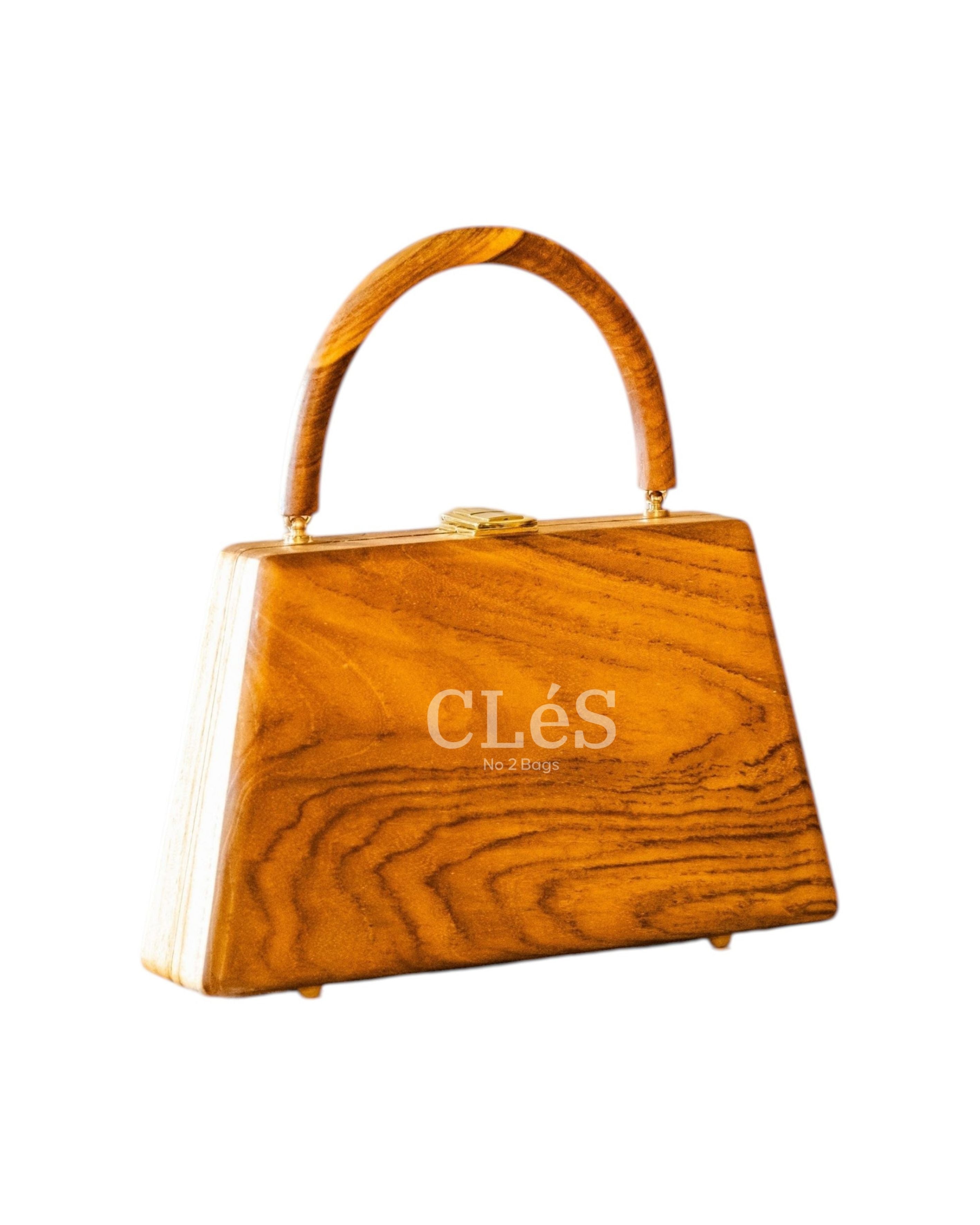Flores Abstract Lava Handmade Wooden Women Teakwood Handbag