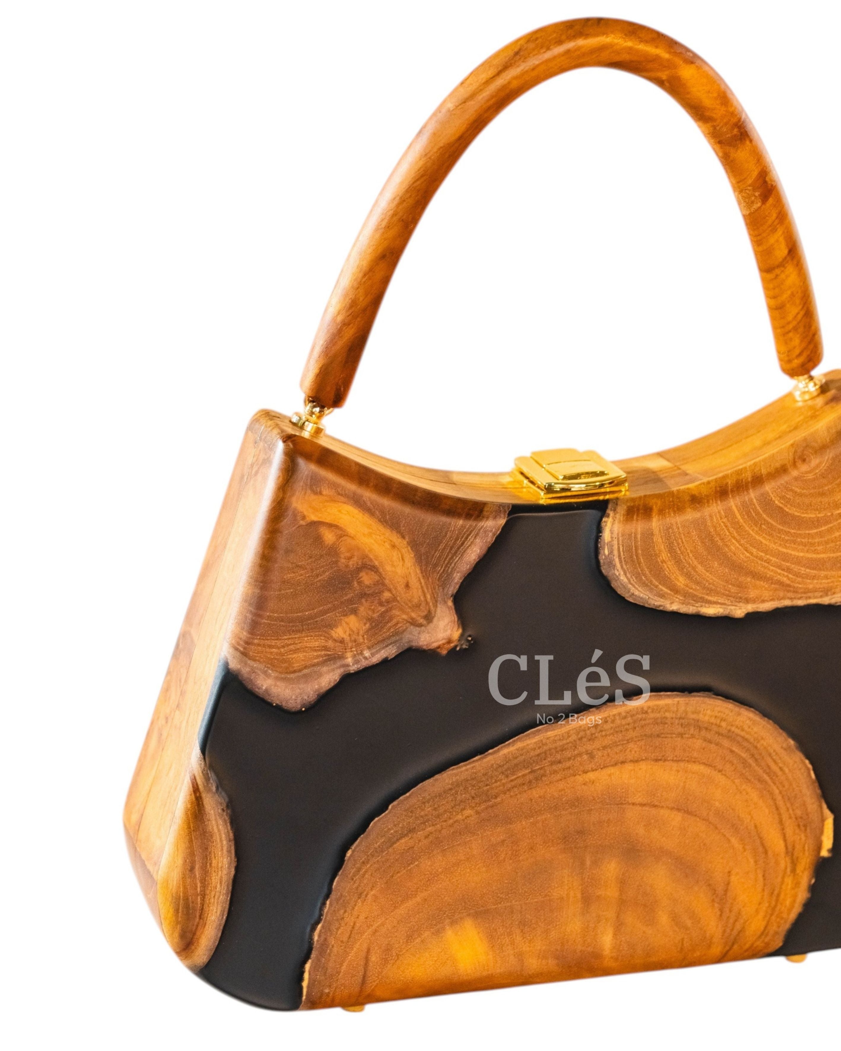 Sumba Coal Nusa Handmade Wooden Women Teakwood Handbag