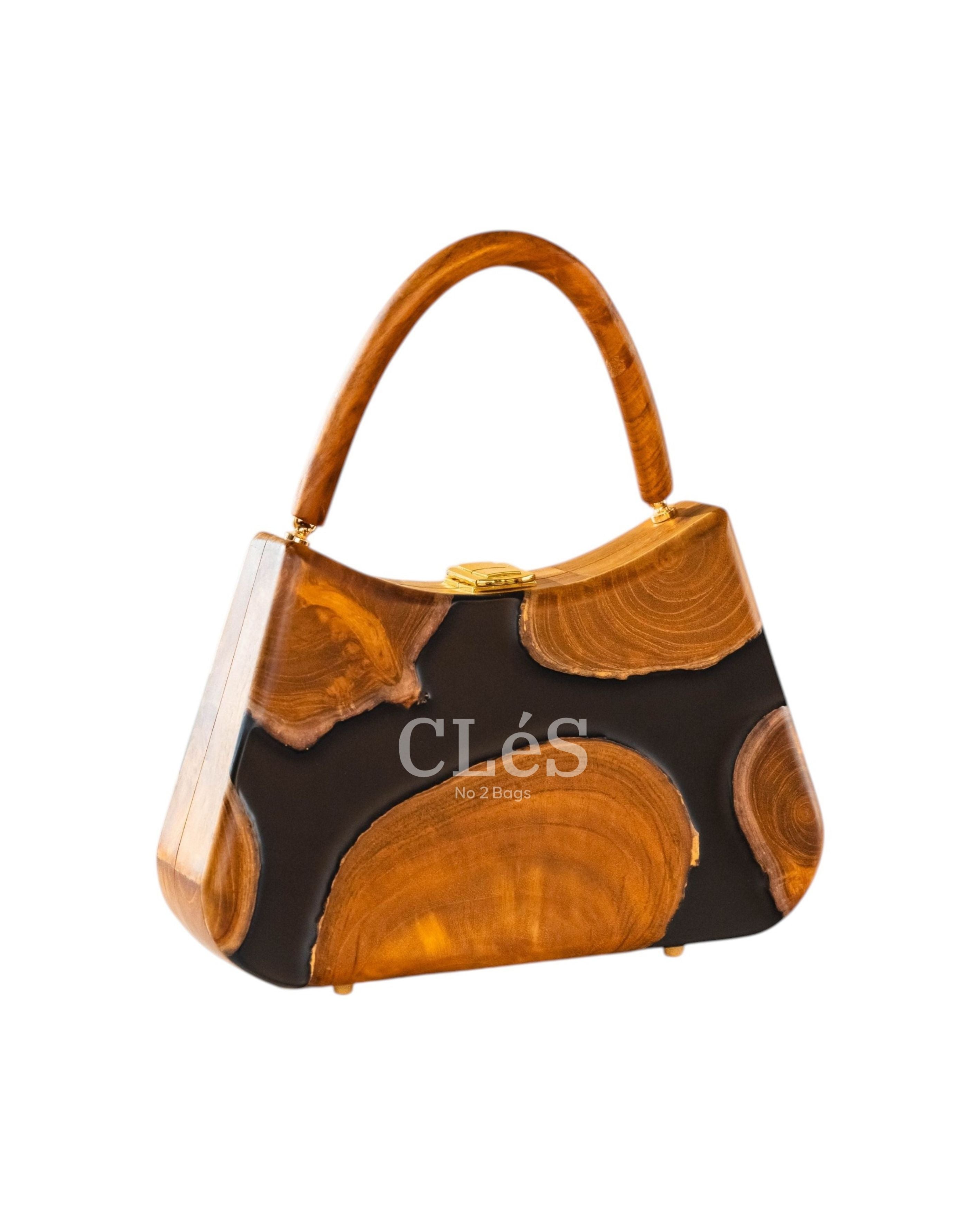 Sumba Coal Nusa Handmade Wooden Women Teakwood Handbag