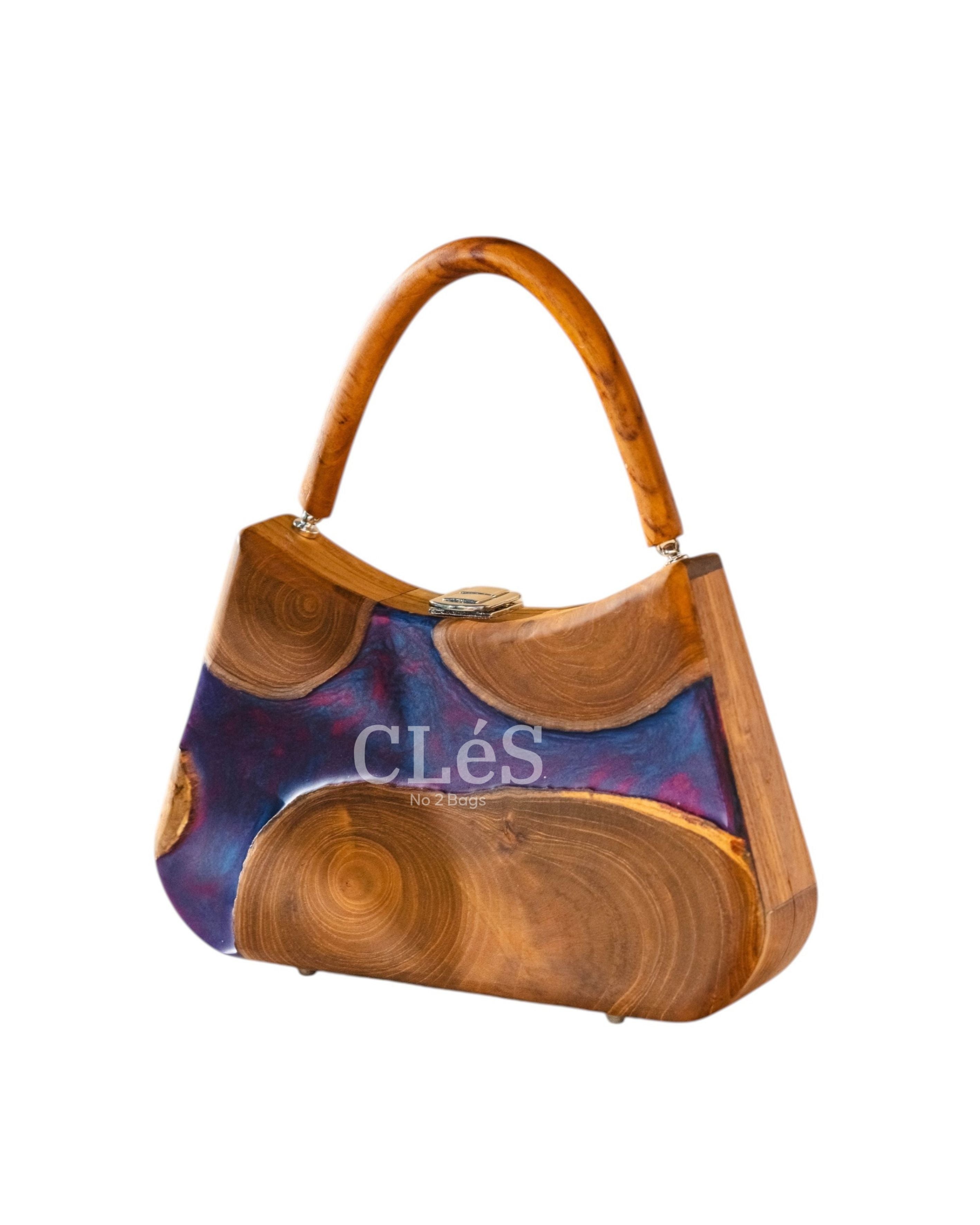 Sumba Abstract Butterfly Handmade Wooden Women Teakwood Handbag