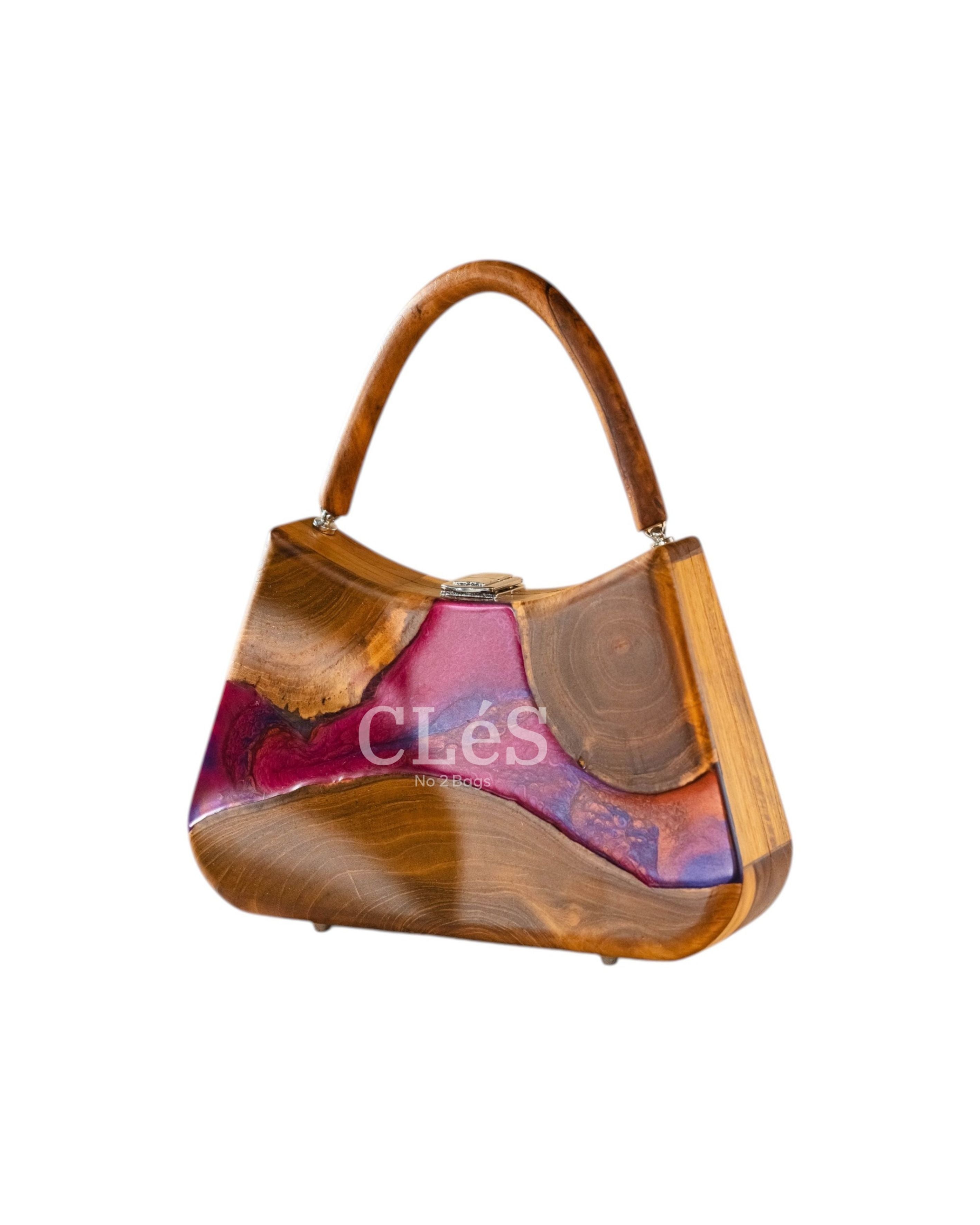 Sumba Abstract Lava Handmade Wooden Women Teakwood Handbag