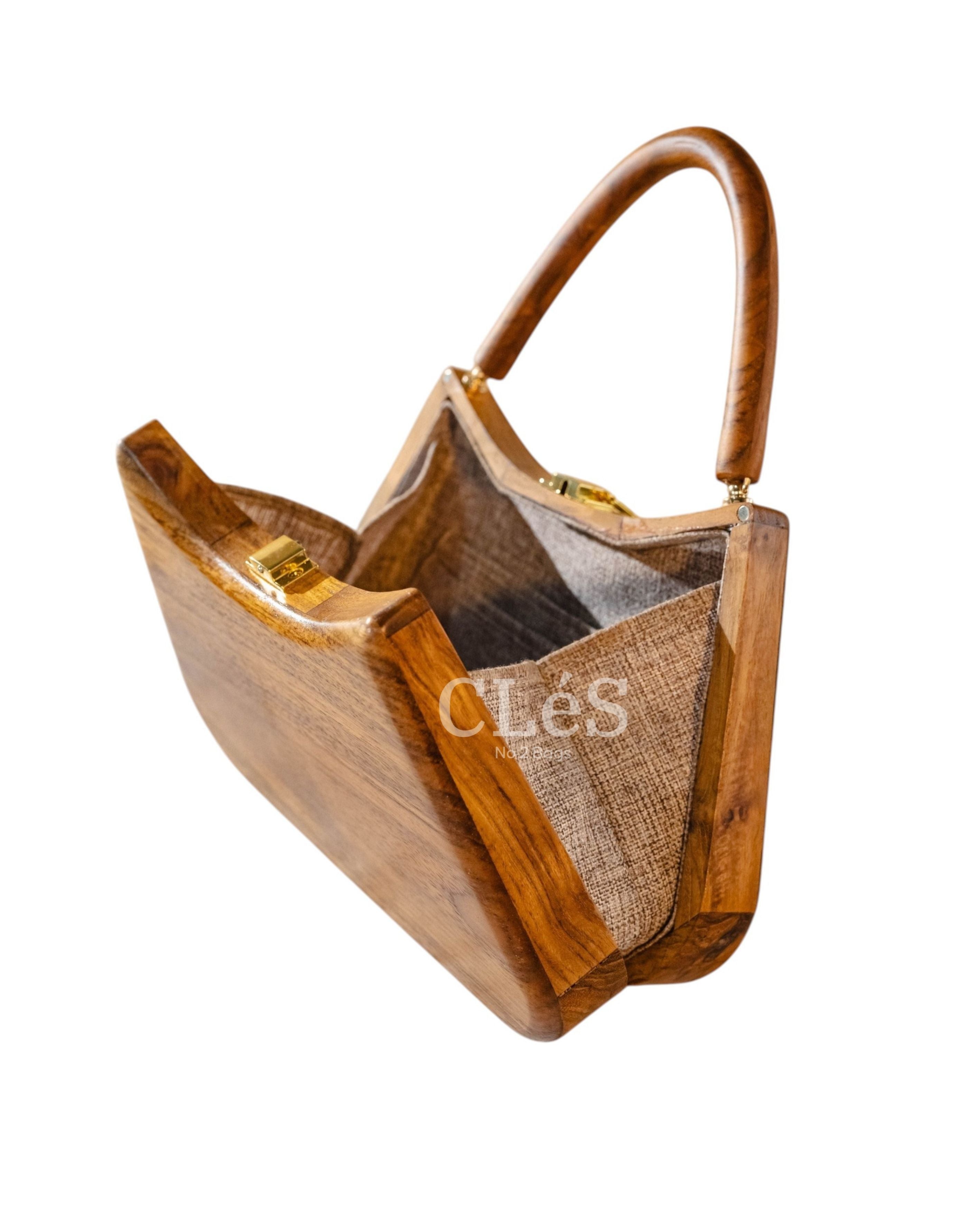 Sumba Abstract Lava Handmade Wooden Women Teakwood Handbag