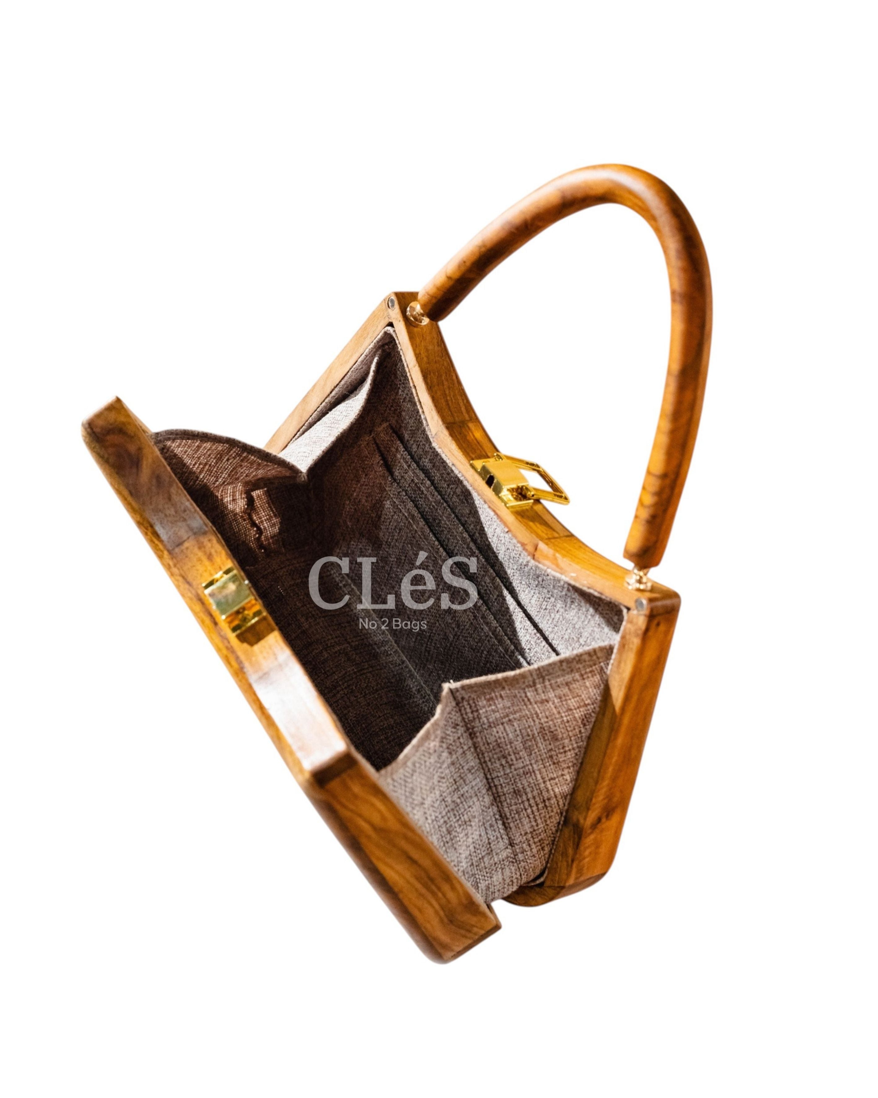 Sumba Abstract Butterfly Handmade Wooden Women Teakwood Handbag