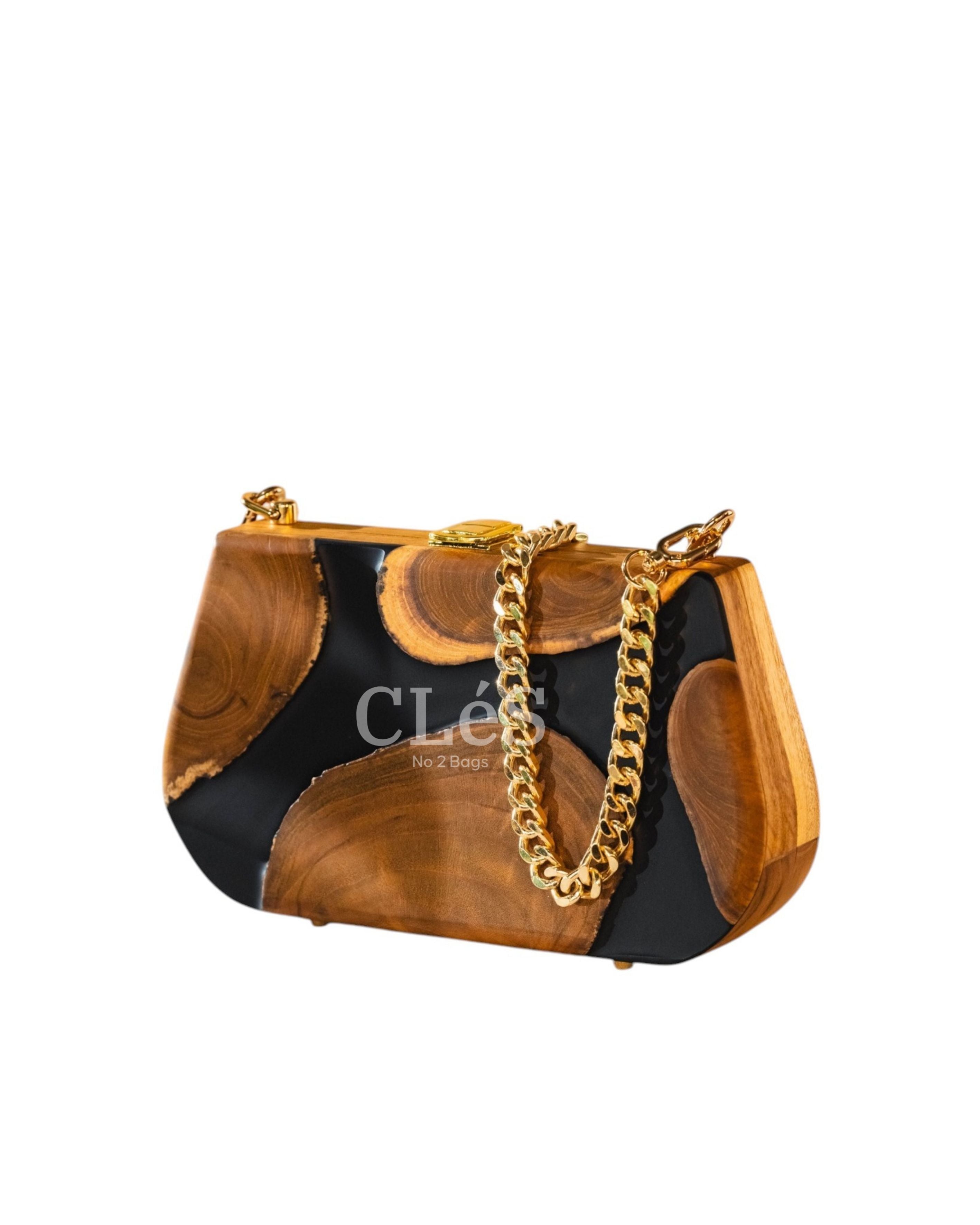 Sulawesi Coal Nusa Nusa Handmade Wooden Women Teakwood Handbag