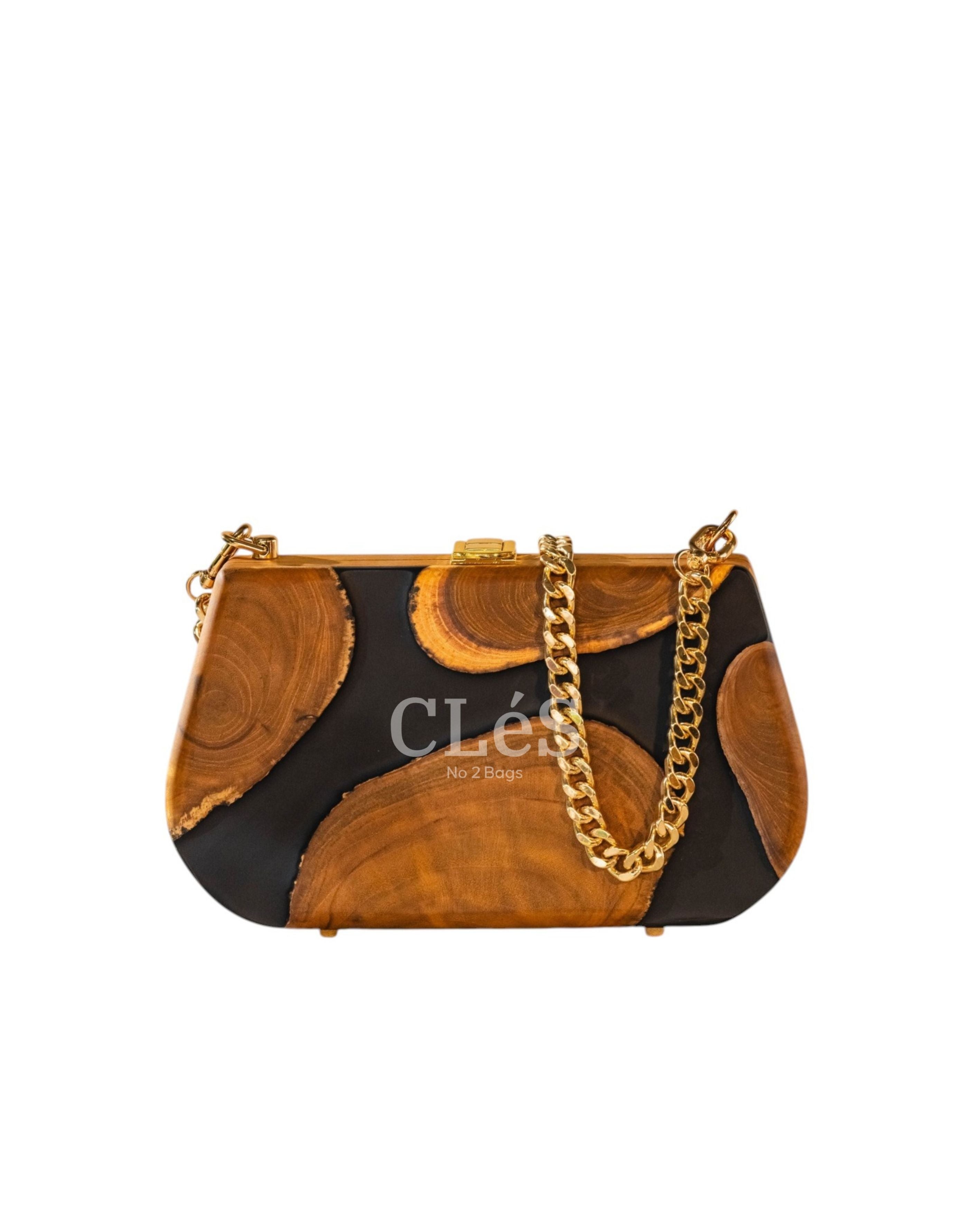 Sulawesi Coal Nusa Nusa Handmade Wooden Women Teakwood Handbag