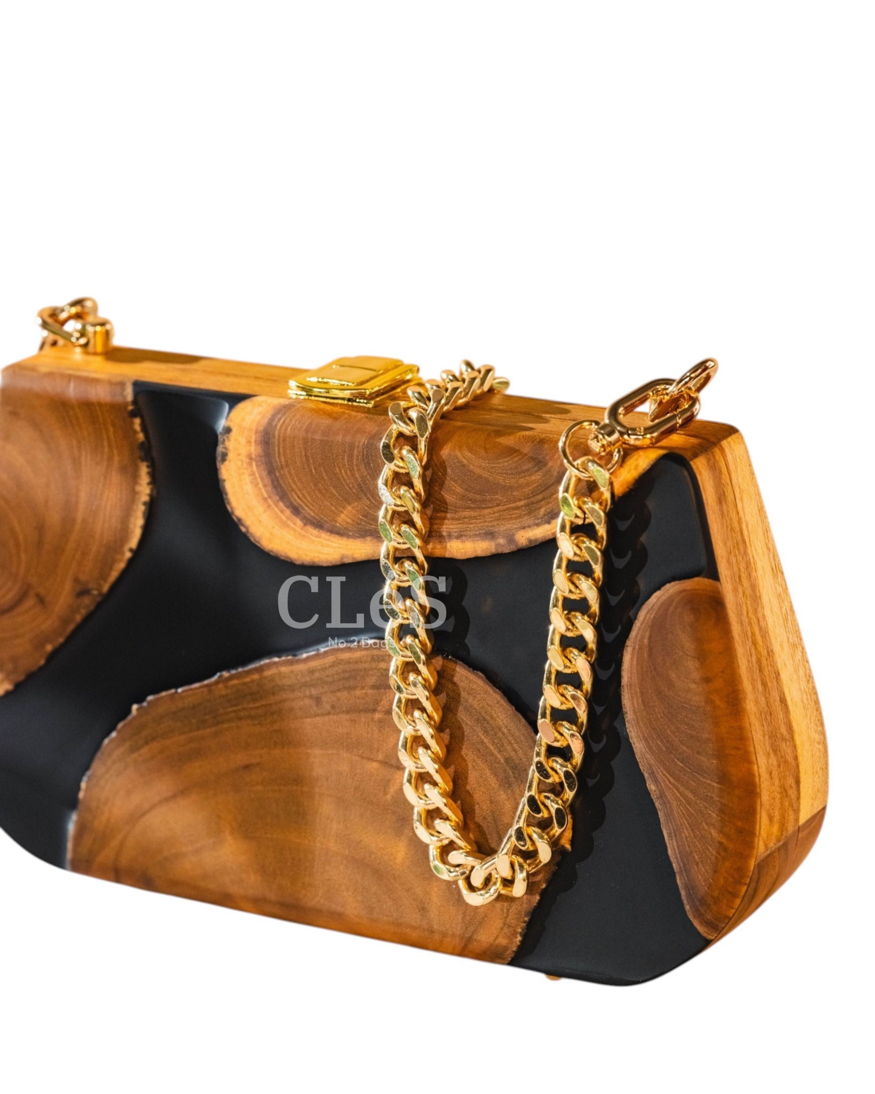 Sulawesi Coal Nusa Nusa Handmade Wooden Women Teakwood Handbag