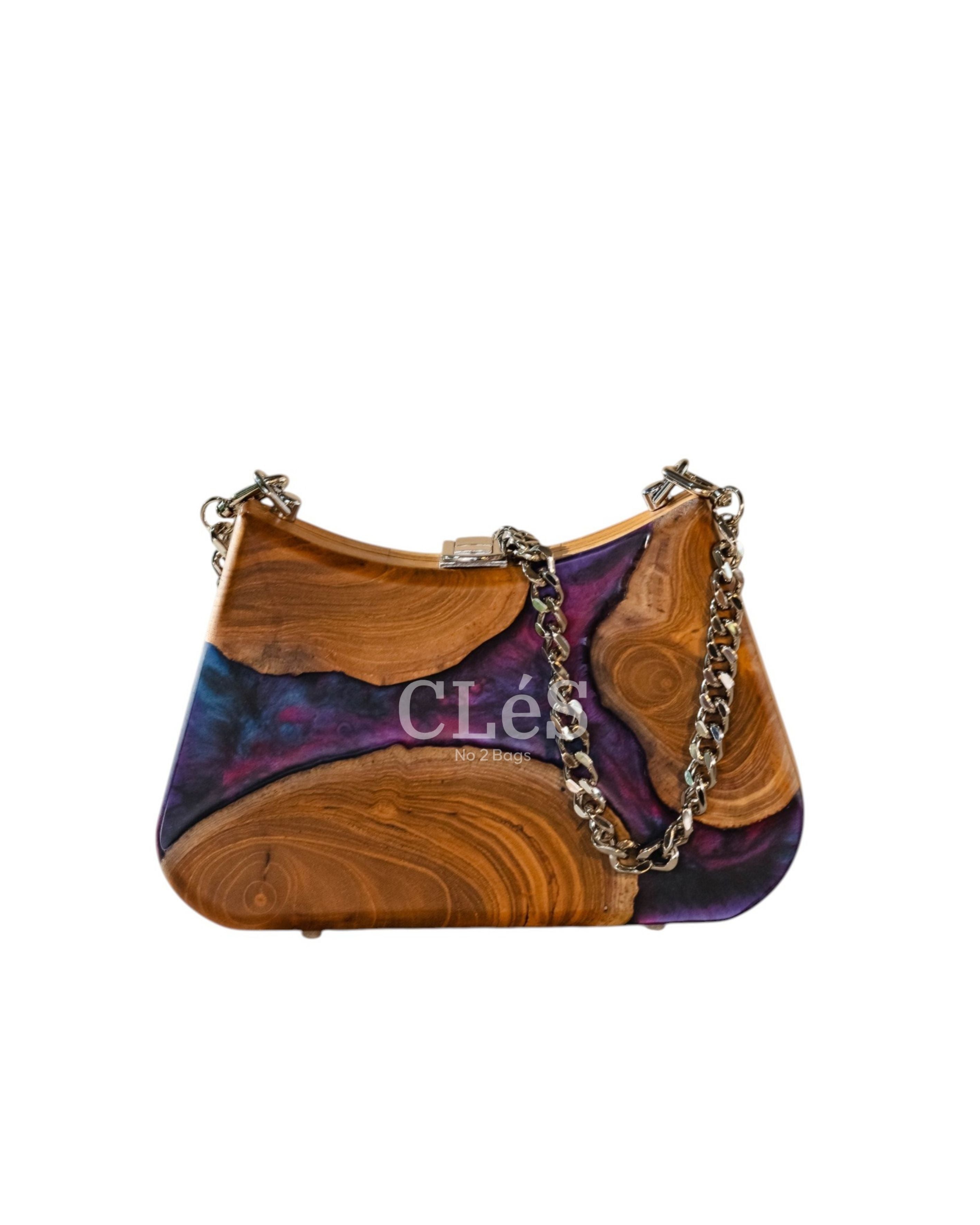 Lombok Abstract Butterfly Handmade Wooden Women Teakwood Handbag