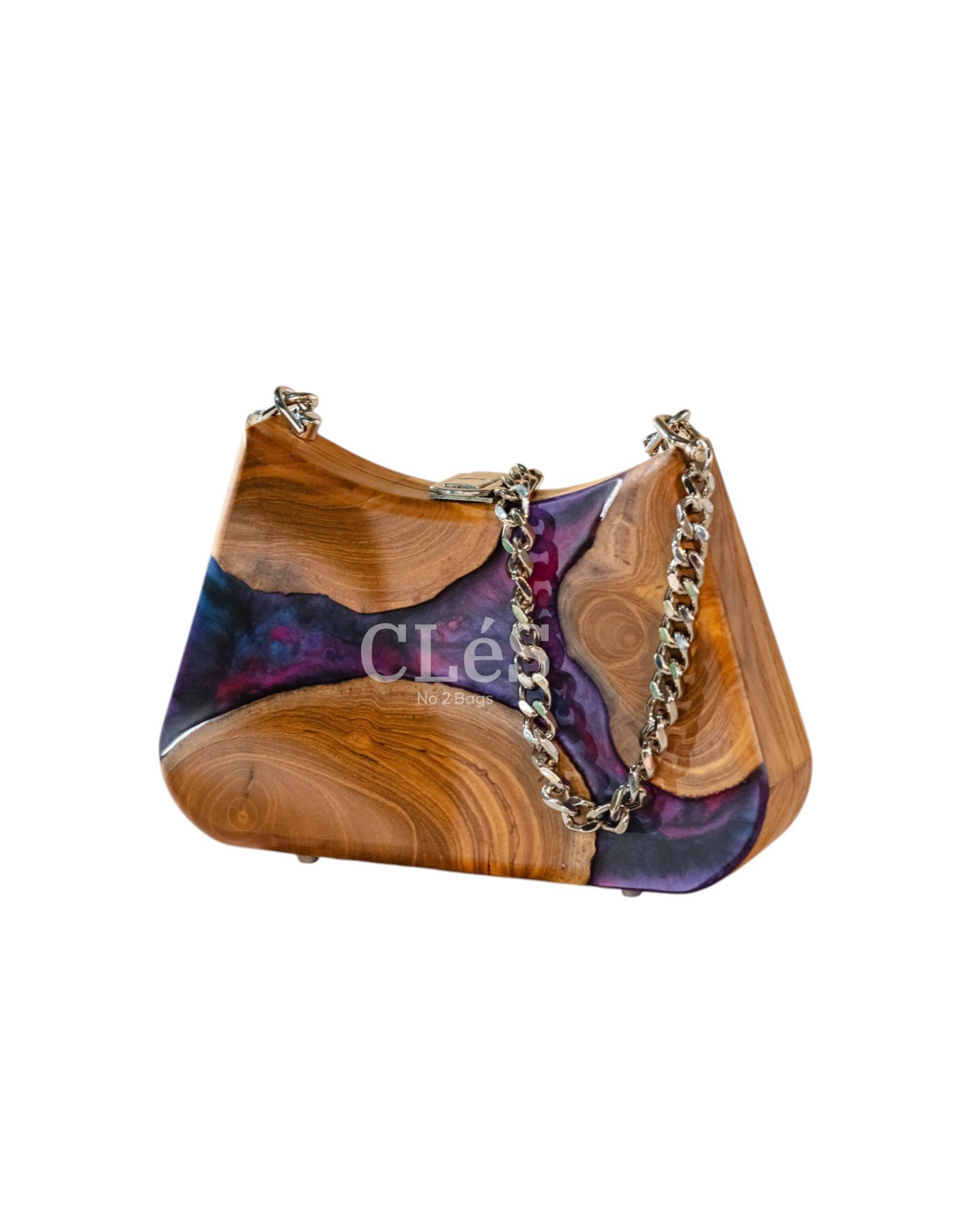 Lombok Abstract Butterfly Handmade Wooden Women Teakwood Handbag