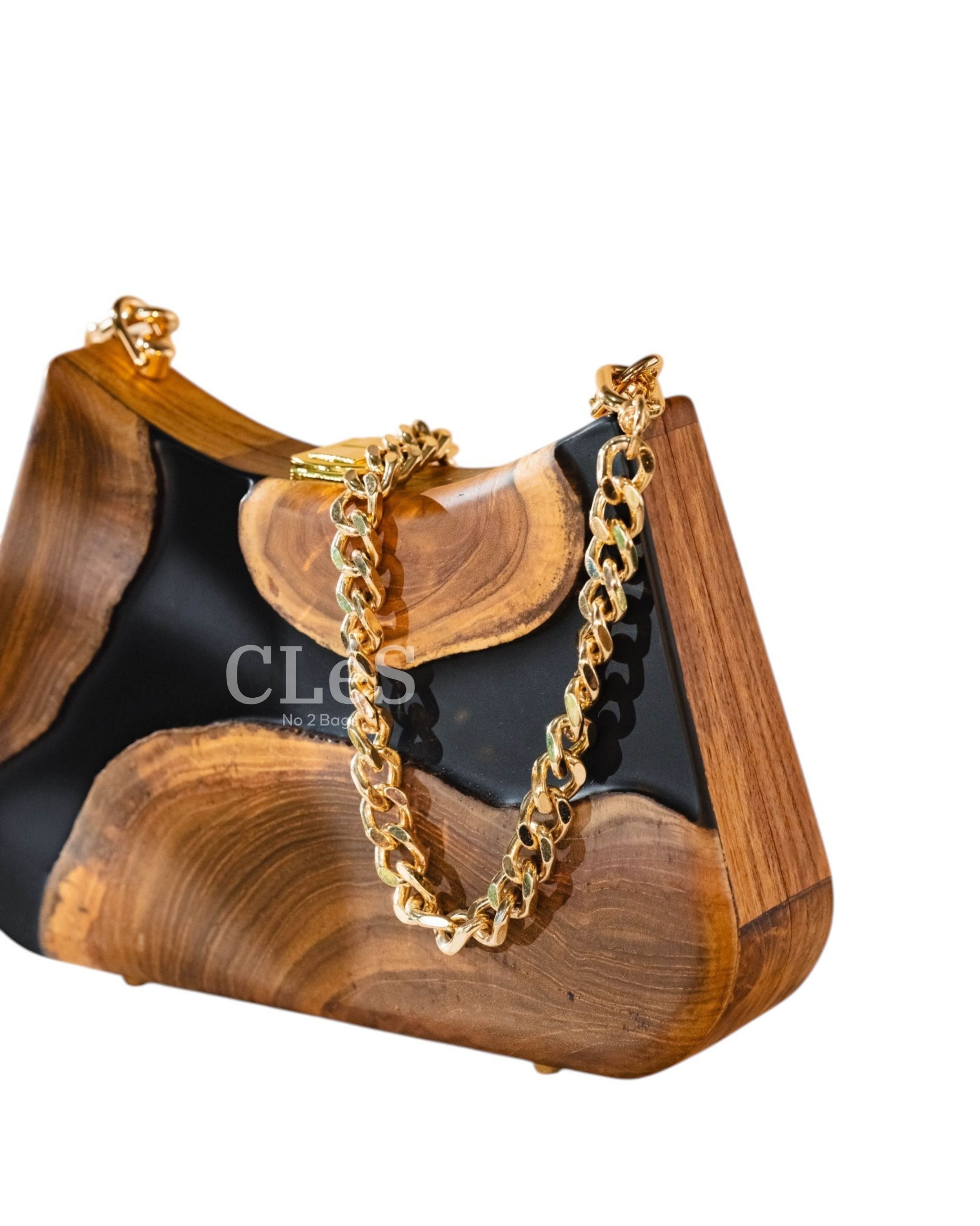 Lombok Coal Nusa Handmade Wooden Women Teakwood Handbag
