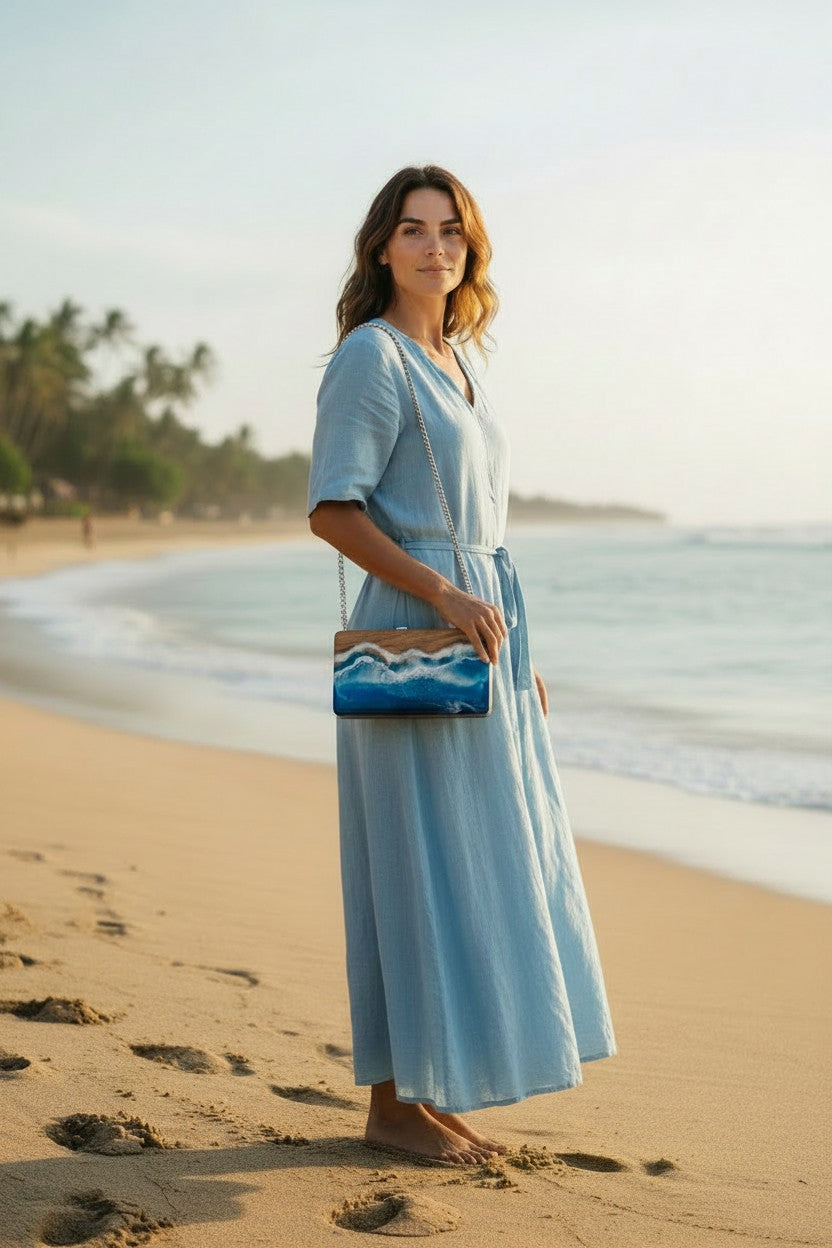 Bali Beach No Sand Handmade Wooden Women Teakwood Handbag