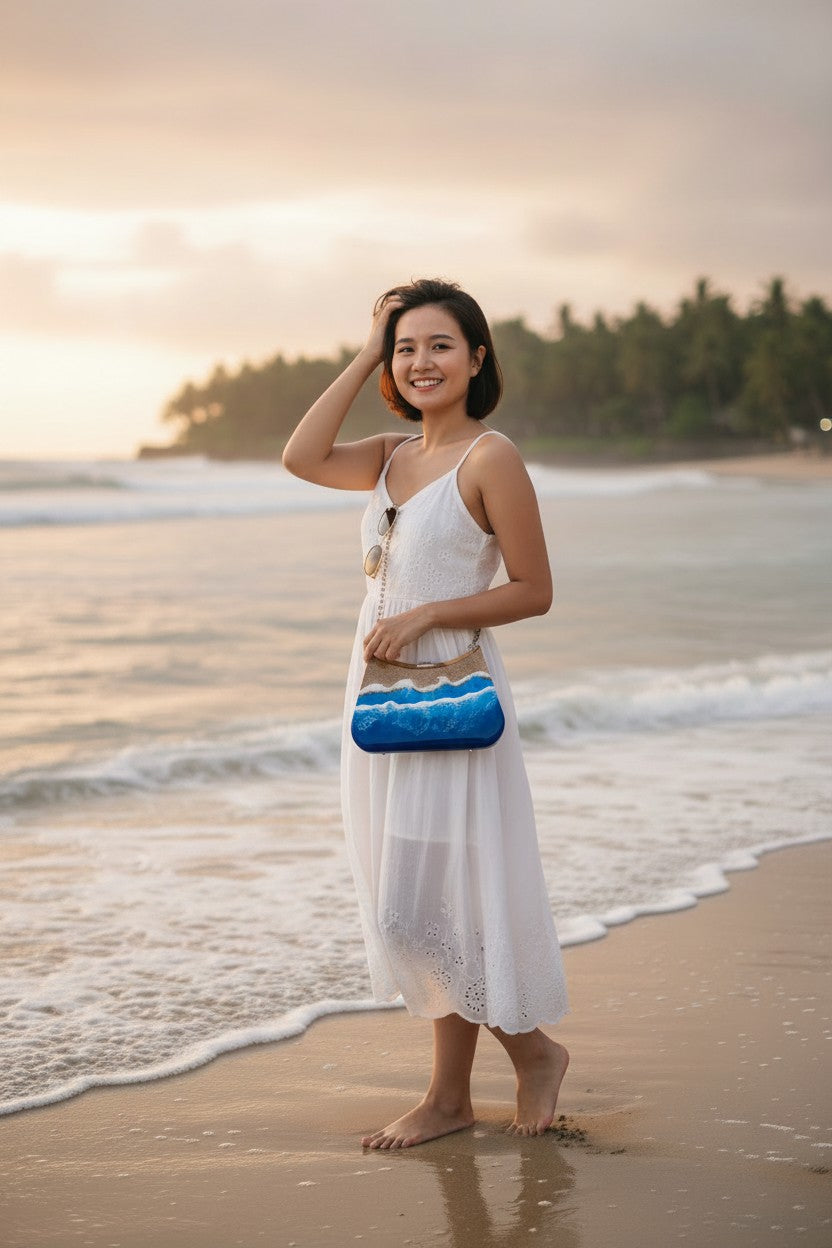 Lombok Beach Handmade Wooden Women Teakwood Handbag