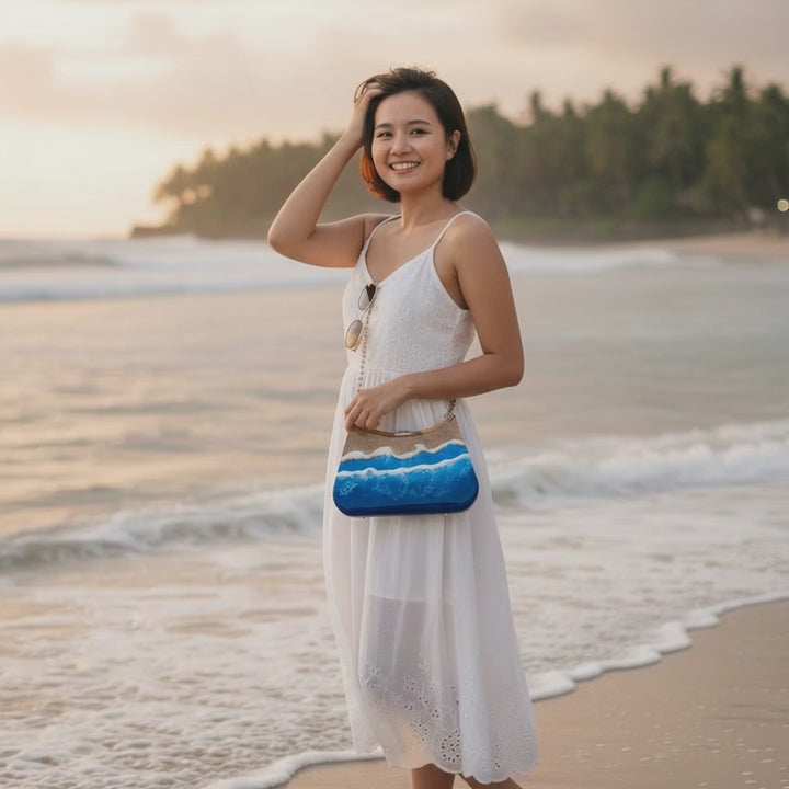 Lombok Beach Handmade Wooden Women Teakwood Handbag